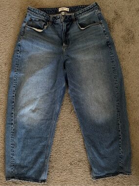 Abercrombie & Fitch Medium Wash High Rise Barrel Jeans Curve Love